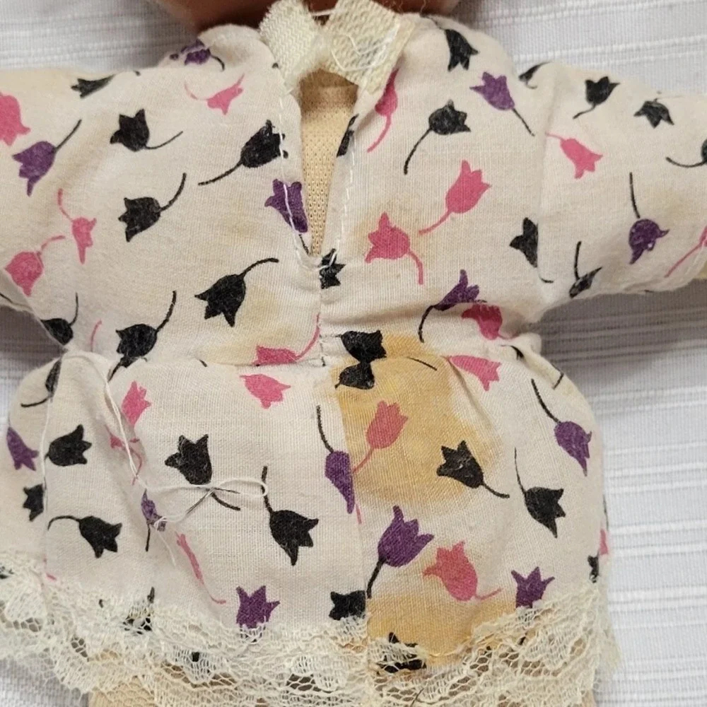 Vintage Cabbage Patch Kids Bean Bag Plush Doll Blonde Yarn Hair Tulip Dress 7.5